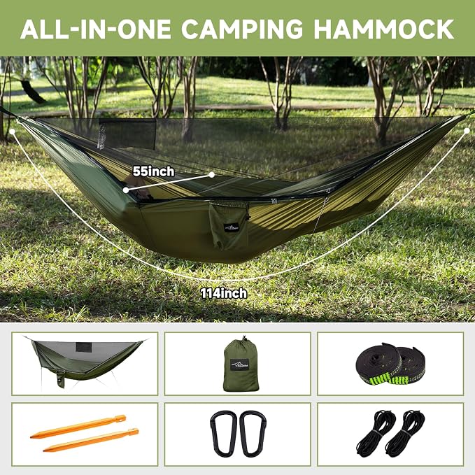 Camping Hammock with Mosquito Net and Ridge Rope, Extra Large - Image 9