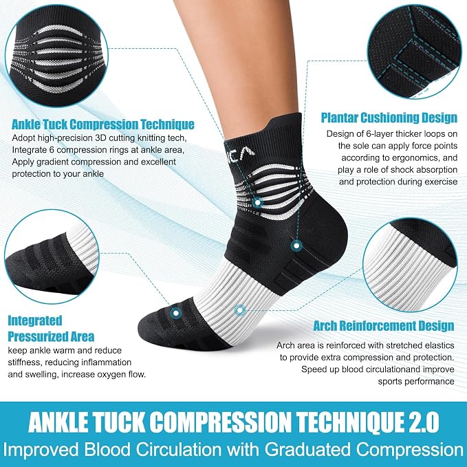 NEENCA Professional Compression Socks, Medical Athletic Ankle Socks - Image 3