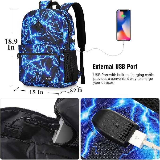 17.3 Inch School Backpack, Lightweight Bookbag Men and Teen Boy Back Pack - Image 5
