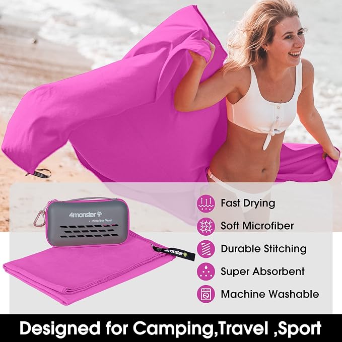 4Monster Camping Towel Super Absorbent, Quick Dry Microfiber Travel Towel - Image 2