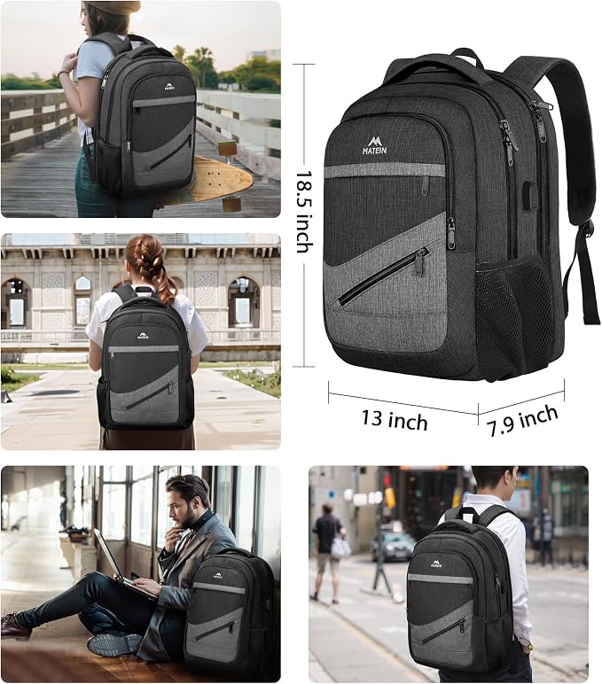 MATEIN 17 Inch Backpack for Men, Professional Work Office Laptop Backpack - Image 5