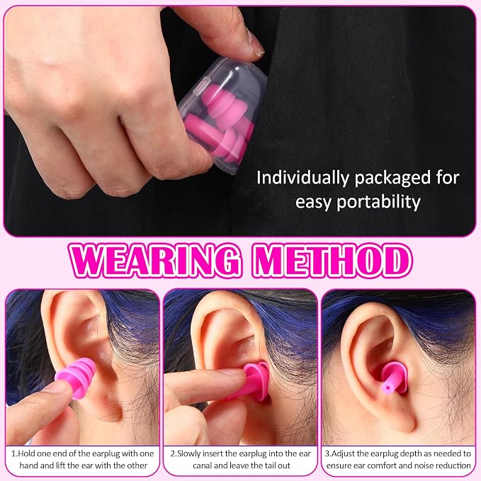 TrelaCo 100 Pairs Ear Plugs Bulk, NRR 29dB Reusable Silicone Ear Plugs - Image 5