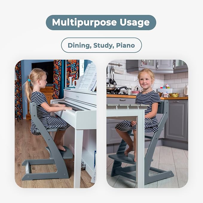 FORNEL Grey Wooden High Chair for Toddlers | The Grow-with-Me Adjustable Chair - Image 8