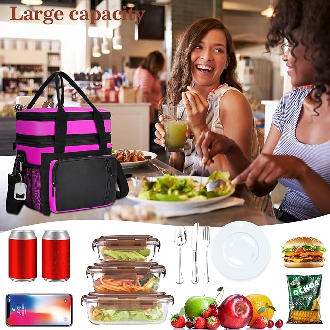 Insulated Lunch Bag Women | Large Adult Lunch Box | Double-Layer Reusable Lunch - Image 5