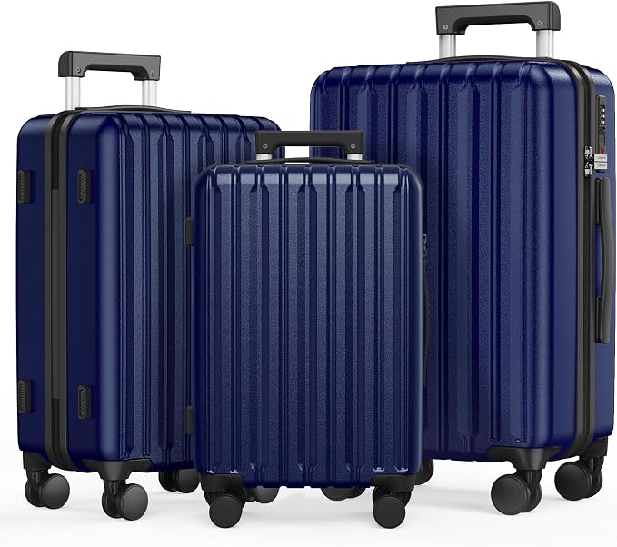SHOWKOO Luggage Sets 3 Piece 100% PC Ultra Tough Hardside Expandable Suitcases by SHOWKOO