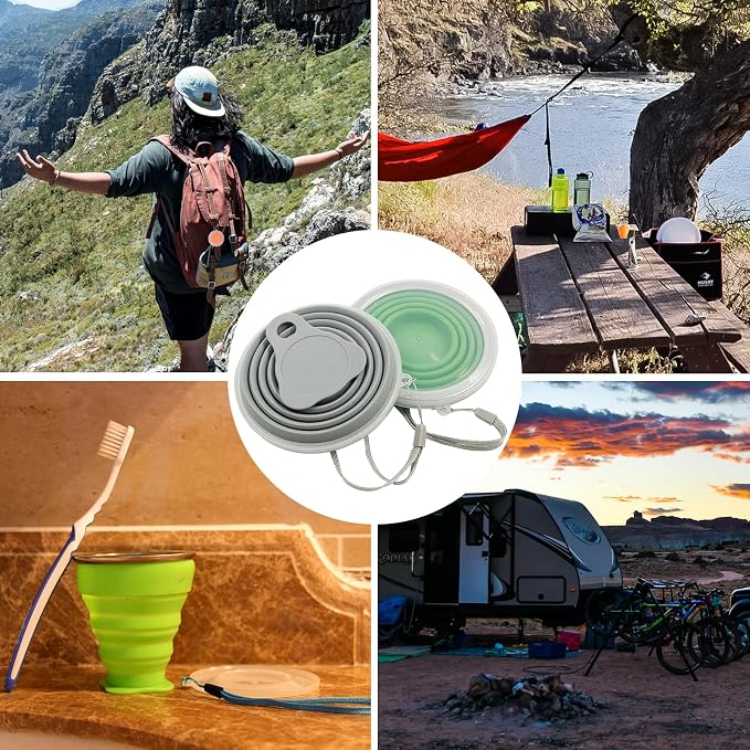 Litoexpe 2 Pack Silicone Collapsible Travel Cup Portable Folding Camping Cup - Image 7