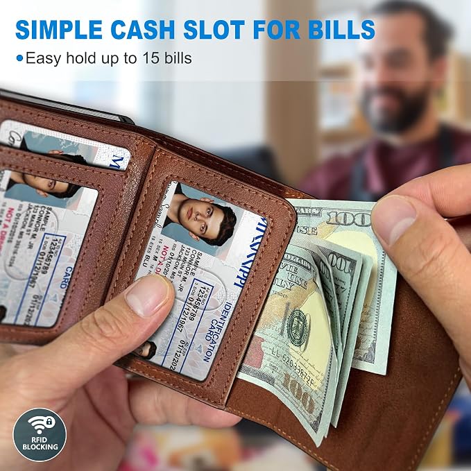 Wallet for Men, with Cash Pocket 2 ID Window 9-13 Cards, Metal Case Smart Slim - Image 4