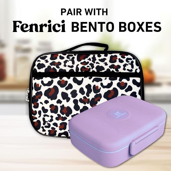 Fenrici Cheetah Kids Lunch Box for Girls, Teens Insulated Lunch Bag, Soft Sided - Image 6