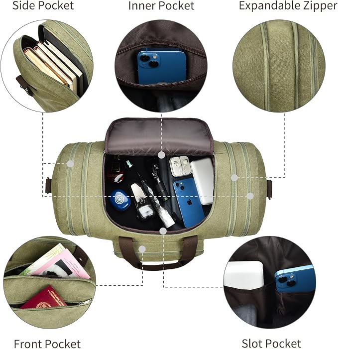 Dimayar Duffle Bag for Men, Expandable to 50L Large-Capacity Weekender - Image 3