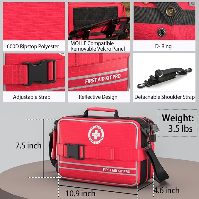 Comprehensive First Aid Kit for Home, Premium Emergency Trauma Kits - Image 3