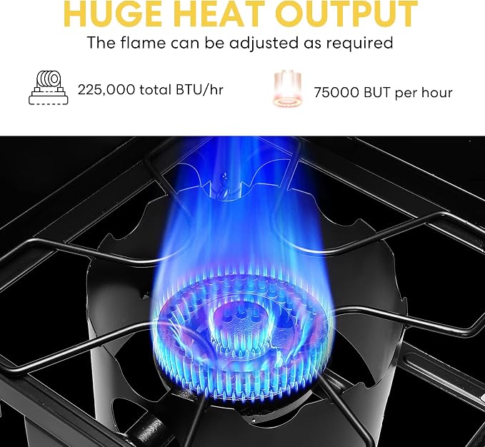 VIVOHOME 225, 000 BTU Outdoor 3-Burner Propane Gas Stove, Heavy-Duty Camping - Image 5