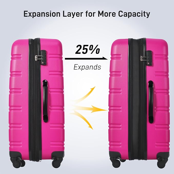 Merax Luggage sets of 13 Piece 16 20 20 28 IN Carry on Luggage Hard Case Pink - Image 5