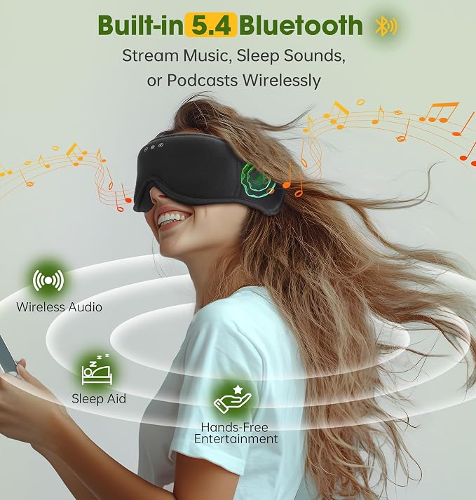 Sleep Mask with Headphones Bluetooth 5.4，LC-dolida 2025 New 3D Bluetooth Sleep - Image 4