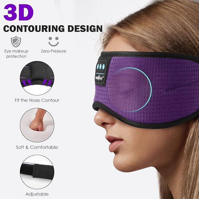 MUSICOZY Sleep Headphones Bluetooth, Sleeping Eye Mask Headband Headphones - Image 2