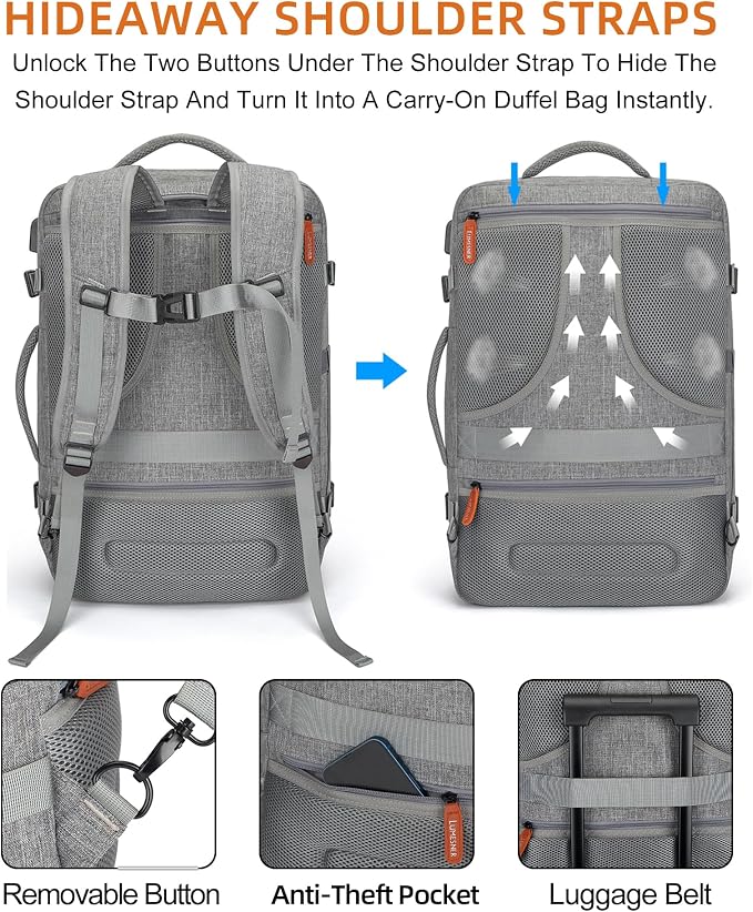 Travel Laptop Backpack, 42L Carry on Luggage, Flight Approved Expandable - Image 4