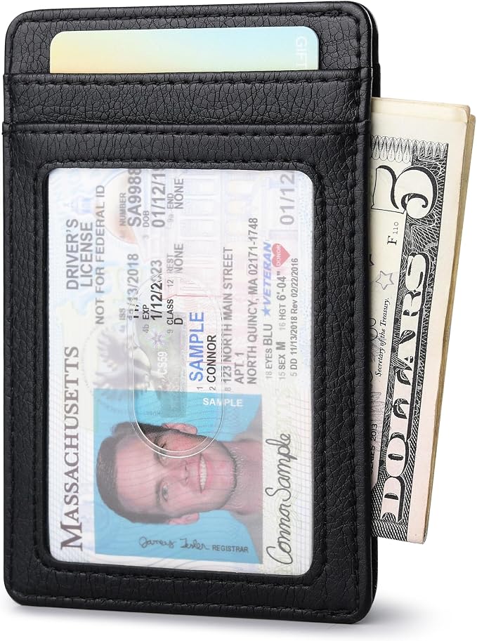 Buffway Mens Slim Wallet, Minimalist Thin Front Pocket Leather Credit Card - Image 2