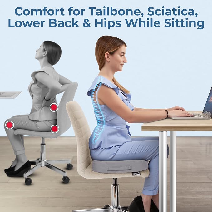 5 STARS UNITED Seat Cushion for Tailbone Pain Relief – Memory Foam Cushion for - Image 4