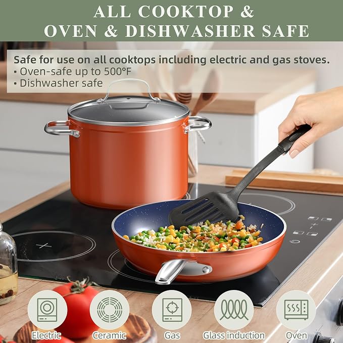 Nuwave Healthy Duralon Blue Ceramic Nonstick Coated 9pc Cookware Set, - Image 4