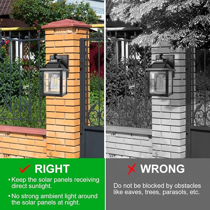 Solar Wall Lights Outdoor, Dusk to Dawn Solar Sconces, Motion Sensor Porch - Image 8