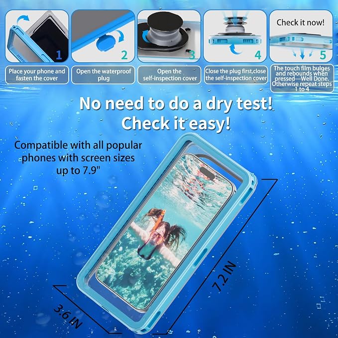 Waterproof Phone Pouch 7.5'', IPX8 Waterproof Floating Phone Case/Bag - Image 5