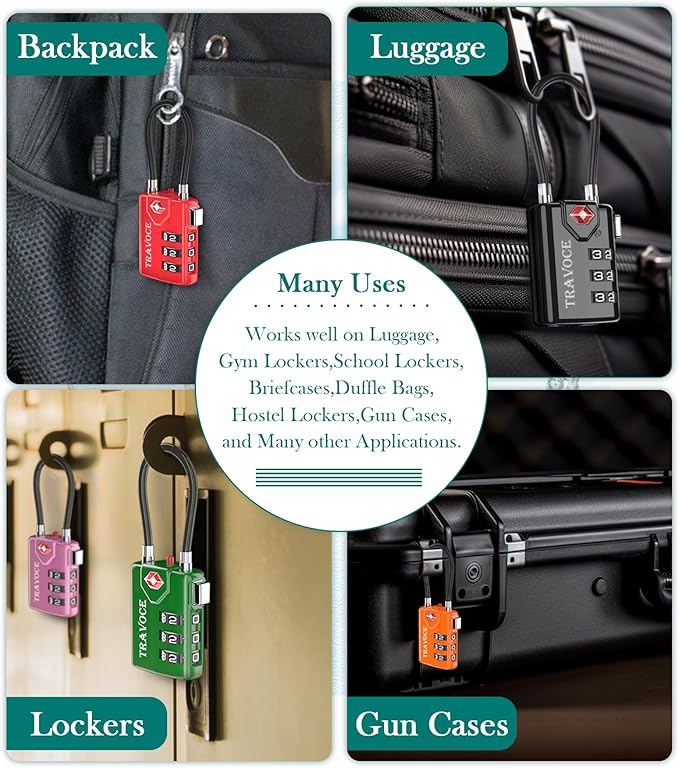 Search Alert TSA Approved Travel Combination Luggage Cable Locks - Image 4