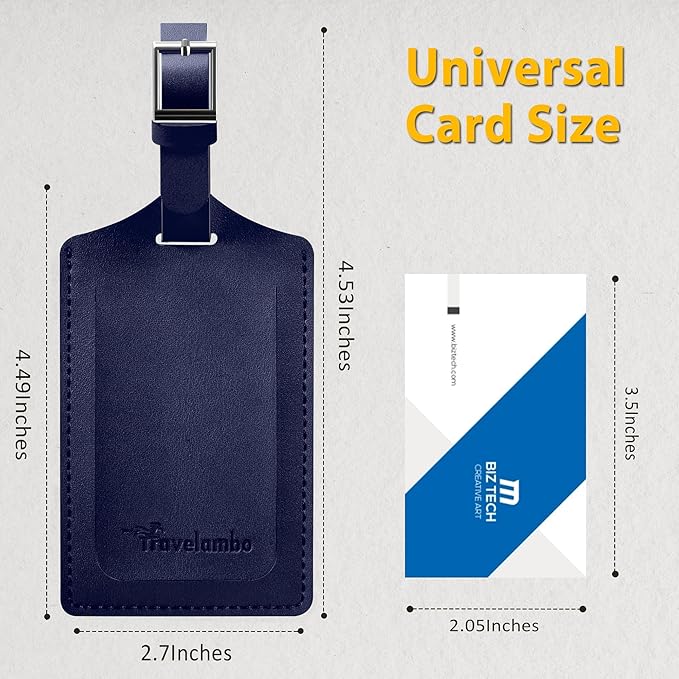 8 Pack Leather Luggage Travel Bag Tags by Travelambo - Image 2