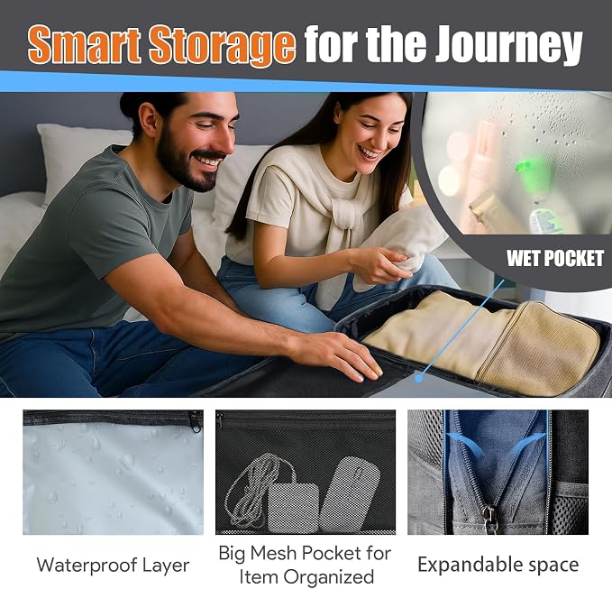 Carry On Backpack, Travel Laptop Backpack, Expandable 40-50L Large Luggage TSA - Image 7