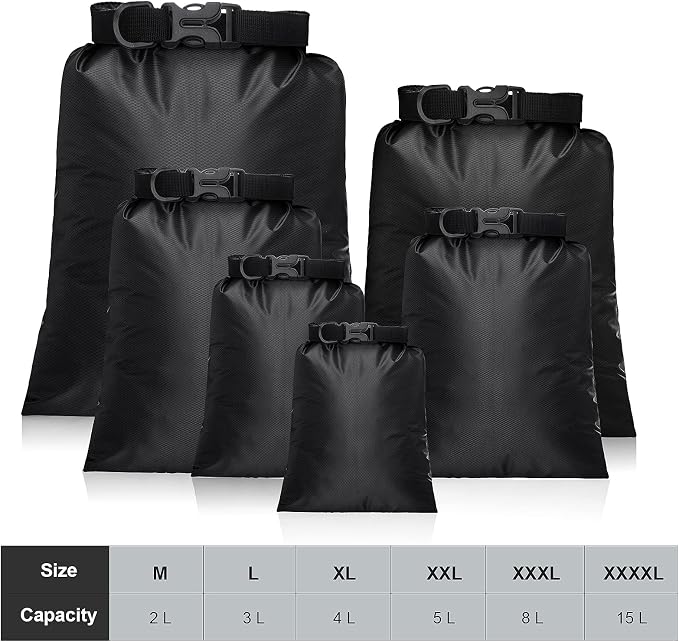 Shappy Waterproof Dry Bag Set 6 Sizes Lightweight Sacks and Long Adjustable - Image 4