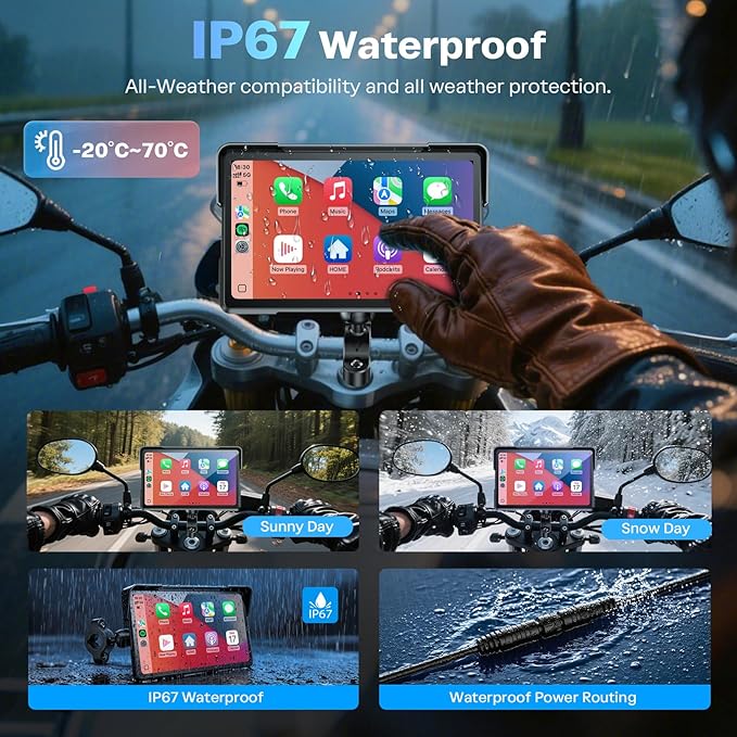 WonVon 7 Inch Wireless Motorcycle Carplay GPS Navigation System - Image 6