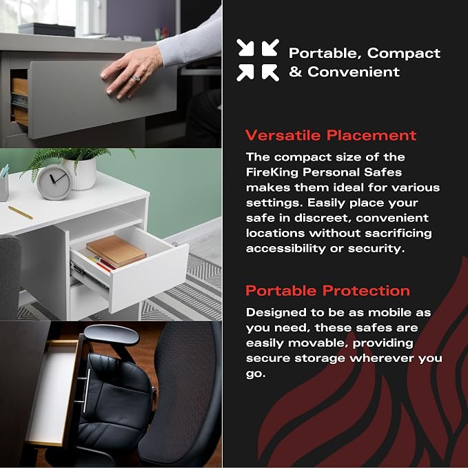 FireKing Safe, Lock Box for Home, Compact Safe for Valuables, Small & Portable - Image 4