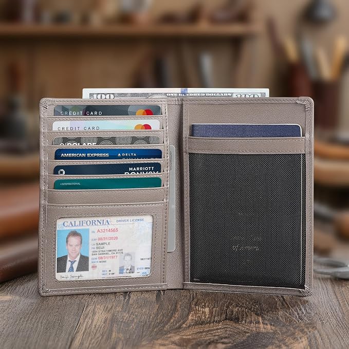 Polare Luxury RFID Blocking Leather Passport Holder Travel Wallet - Image 6