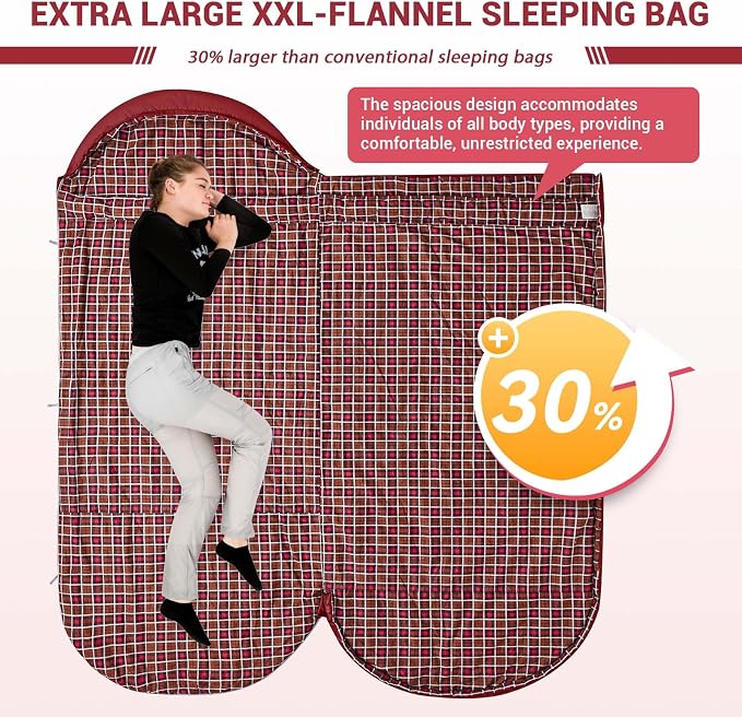 KingCamp Sleeping Bag for Adults, Cold Weather & Warm Extra Wide Big & Tall XL - Image 2