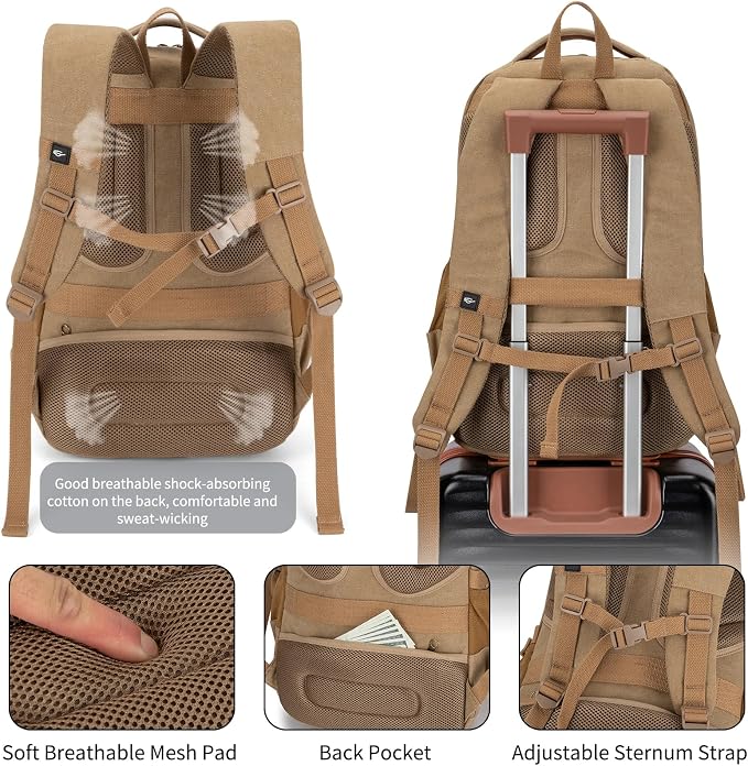 Tzowla Vintage Canvas Laptop Backpack - Image 5