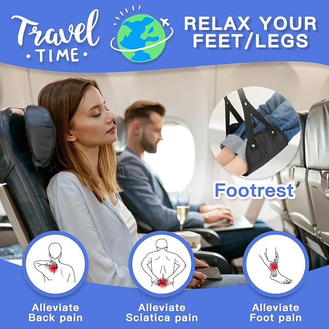 2-Pack Airplane Travel Footrest Hammock - Image 2