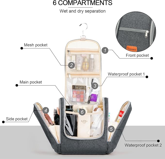 Hanging Toiletry Bag for Women & Men, Cruise Ship Travel Essentials, Holds Full - Image 2