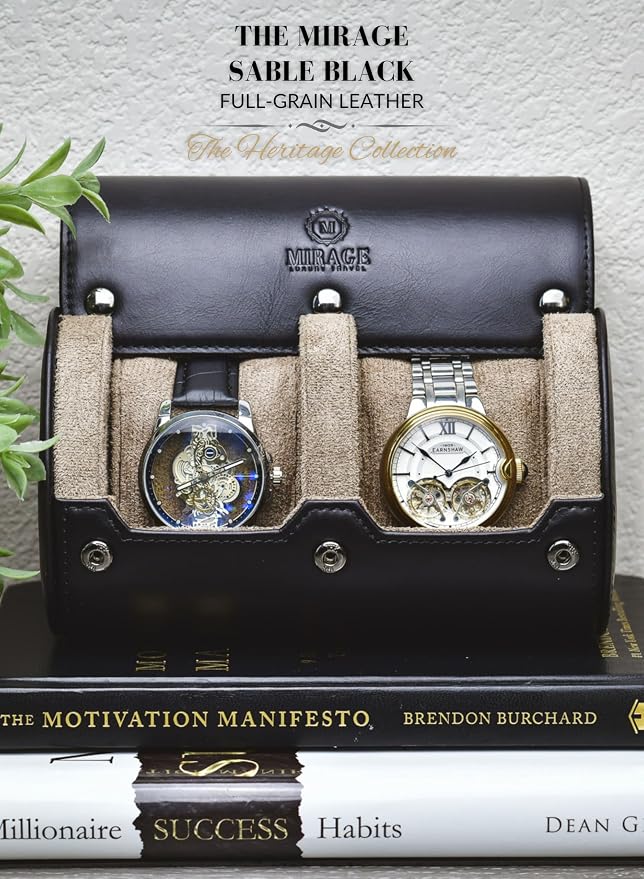 2 Watch Roll Travel Case – Leather Watch Holder Case - Image 2