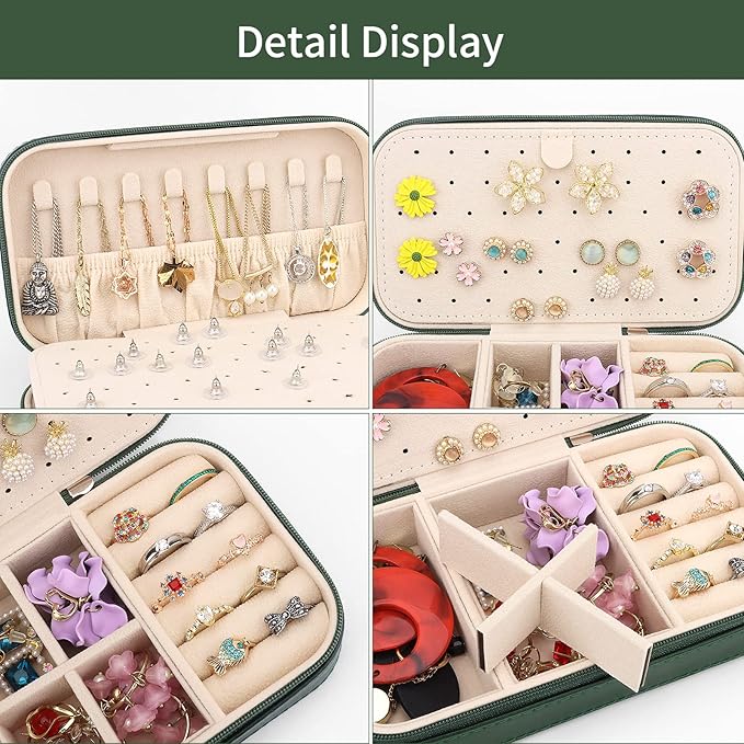 DesignSter Travel Jewelry Box, PU Leather Portable Jewelry Case, Small Jewelry - Image 4