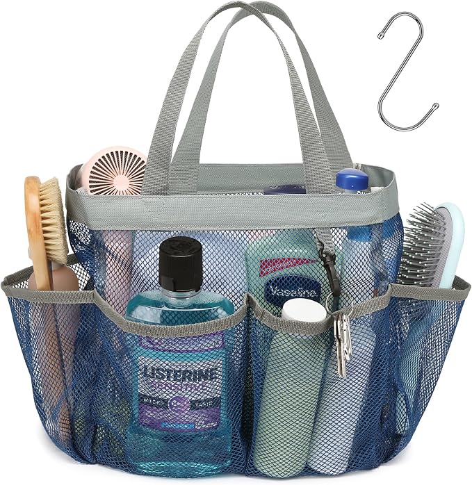F-color Mesh Shower Caddy Portable, Upgrade Deeper 7 Pockets Shower Bag Basket by F-color