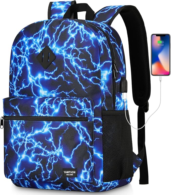 17.3 Inch School Backpack, Lightweight Bookbag Men and Teen Boy Back Pack by YAMTIONBAGS