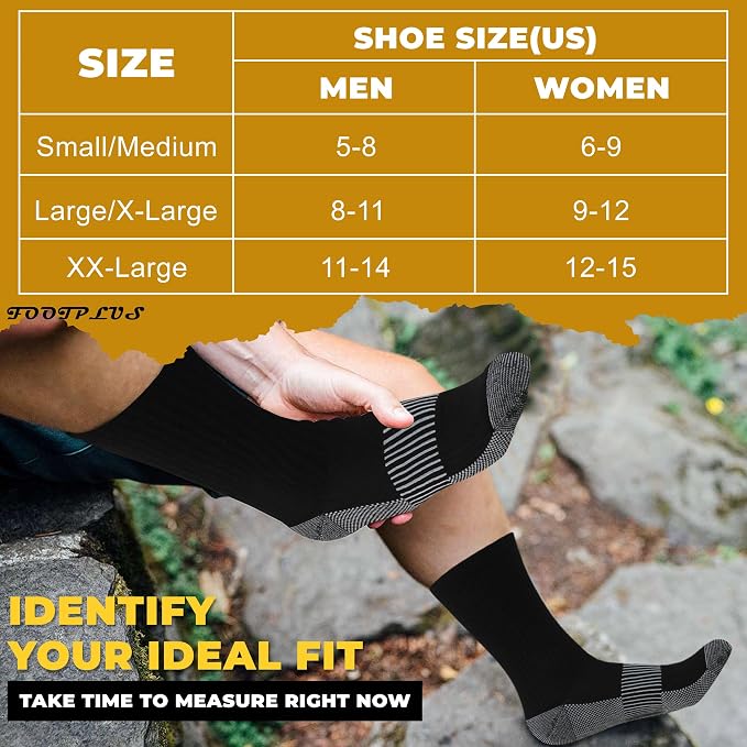 FOOTPLUS Hiking Copper Compression Socks, Unisex Cushioned Sole Arch Support - Image 3