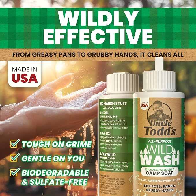 Uncle Todd's Wild Wash Biodegradable Soap, Camping Soap Ideal - Image 2