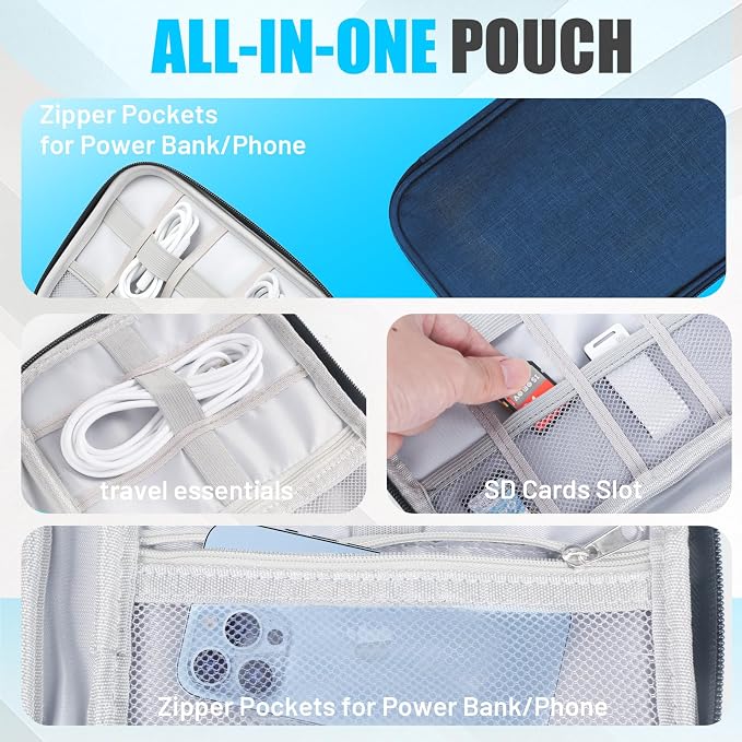Travel Cable Organizer Bag, Electronics Organizer Tech Pouch - Image 3