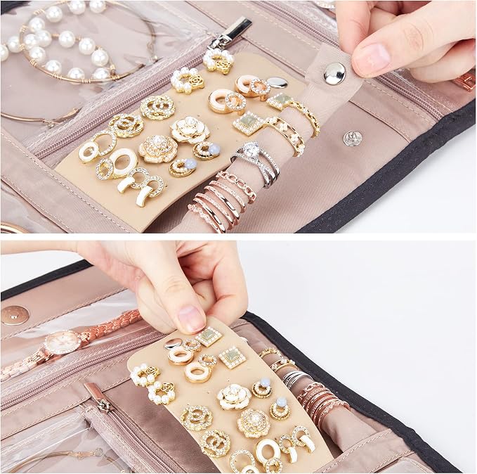 BELALIFE Travel Jewelry Case Organizer, Medium Foldable Storage Roll - Image 3