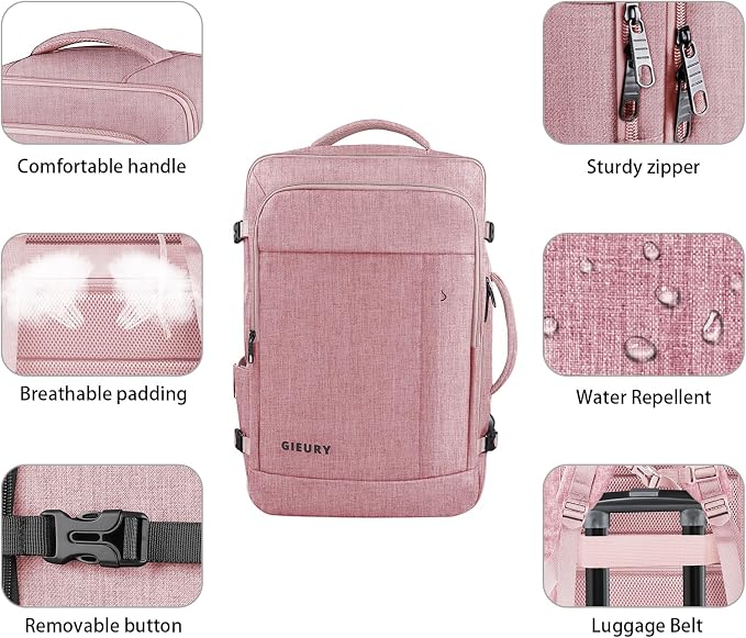 Carry On Backpack for Women, 50L Travel Backpack Flight Approved, Expandable - Image 3