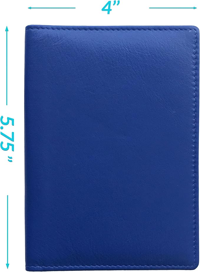 Personalized Monogrammed Cobalt Blue Leather RFID Passport Wallet - Image 4