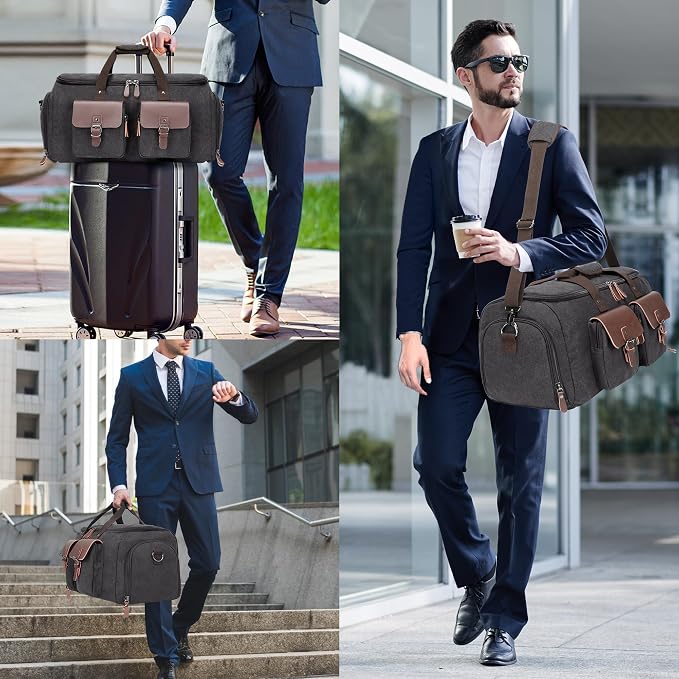 Canvas Garment Bags for Travel, Convertible Carry On Garment Duffel Bag for Men - Image 9