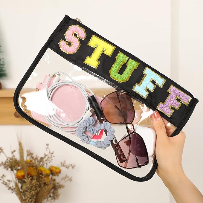 DYSHAYEN Chenille Letter Clear Zipper Pouch - Image 5