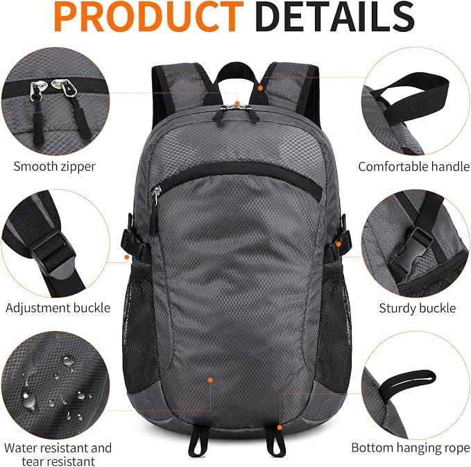 Small Hiking Daypack, 15L Waterproof Hiking Backpack Packable Lightweight - Image 6