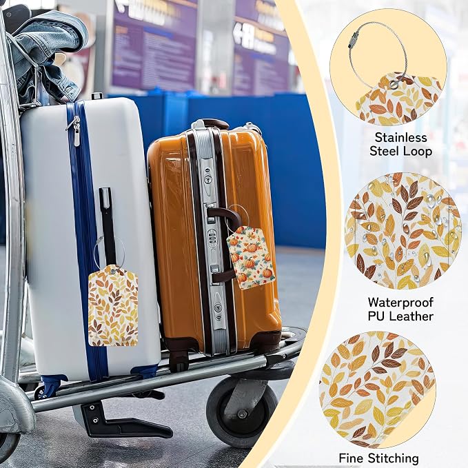 Hello Fall Luggage Tag for Suitcase, Autumn Leaves Design - Image 5