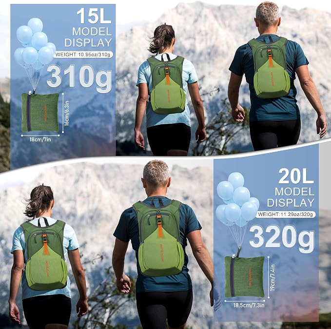 15L Small Hiking Backpack for Men Women Foldable Packable Back Pack Ultralight - Image 4
